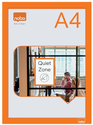 Nobo Selbstklebender magnetischer Posterrahmen A4, 2er-Pack Präsentationsrahmen, zum Aufhängen und Präsentieren von Postern, Urkunden, Informationen und Plakaten, Orange, 1915695