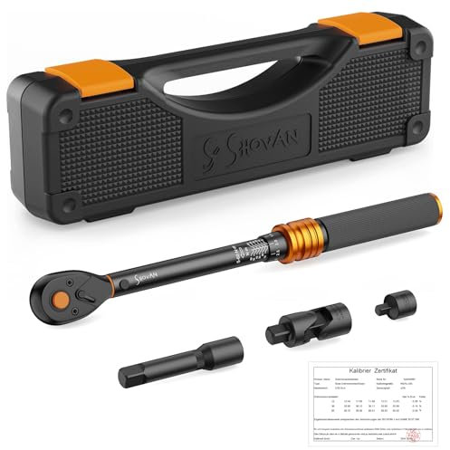 Llave Dinamometrica Moto 3/8 Pulgadas, 72 Dientes Reversible, Llave Dinamométrica 5-60 Nm para Bicicleta, Moto y Coche, con Adaptador 3/8 a 1/4, Interface Universal 3/8, Prolongación de 75mm