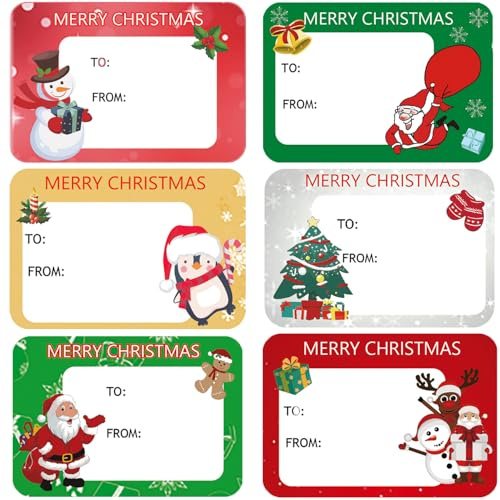 120Pack Christmas Labels Stickers 65 x 45mm Christmas Name Gift Label Xmas Tags Sticker Self-Adhesive Christmas Sticky Labels for Present Cards
