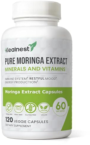 Pure Moringa Extract Capsules – 20:1 (20,000 mg) Potent Formula – Vegan Superfood Supplement with Vitamins & Minerals – Energy, Immunity, Digestion & Mood Support – 120 Capsules – Non-GMO, Gluten-Free