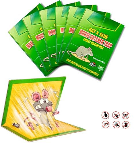ONCLIK Piège à Souris & Rats – Lot de 6 Pièges à Colle Puissante – Plaque Collante Anti Rat, Souris, Insectes – Attrape Efficace – Grande Taille, Non Toxique, Prêt à l’Emploi (Lot de 6)