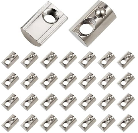 Wjelet 30 Stück Nutensteine mit kugel Nut M8, 40-Serie Nutsteine Kohlenstoffstahl Gleitmutter mit Zentrierung Steg und Federkugel für Europäische Standard 40x40 Aluminiumprofil-Extrusionsschlitz