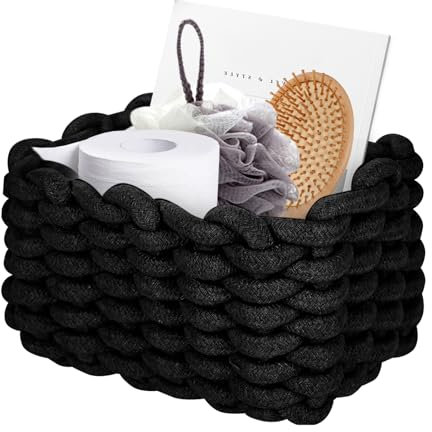 Cestini Portaoggetti Intrecciato in Corda di Cotone, Cesto in Corda di Cotone, Cesto Contenitore Organizer Cestini Portaoggetti Decorativi Rettangolari Naturali per Camerette Soggiorno Camera Da Letto