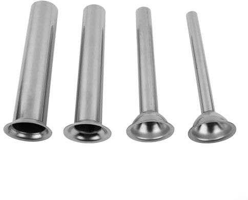NbgrvB Stainless Steel Sausage Stuffer Tubes Set of 4 Filling Funnels Nozzles for Manual Electric Meat Grinder Homemade Sausage Making Tools Kit Dishwasher Safe Silver 15-28mm(5.4cm)