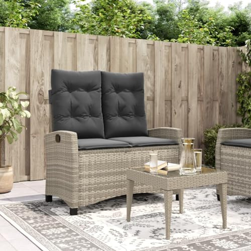 Festnight Gartensofa Hochlehner Verstellbar Balkon Sofa Gartenbank Rattan Sofa 2 Sitzer Gartensessel Balkonsofa Balkonmöbel Kleiner Balkon Couch Sessel Stuhl Wetterfest Gartenstuhl Rattansofa