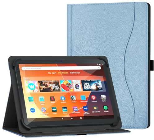 XunyLyee Universal 10/10.1 Inch Tablet Case for Android 16/15 Tablet | Android 9.7-11 Inch Tablet Case, Multi-Angle Viewing Stand Cover with Pocket, Sky Blue