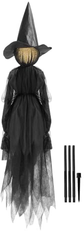 Decorazioni per le streghe di Halloween Outdoor - oggetti di stregone, figure appese spaventose | Spooky Sound Animatronic, Ornamento della casa infestato, statua inquietante del giardino, ac