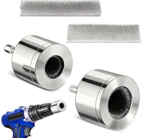 Weciau Copper Pipe Cleaner, 2Pcs 15 + 22mm Drill Tube Cleaning Brush with 2 Replacement Brushes, Carbon Steel Pipe Deburring Tool, Efficient Pipe Cleaning Tool for Drill