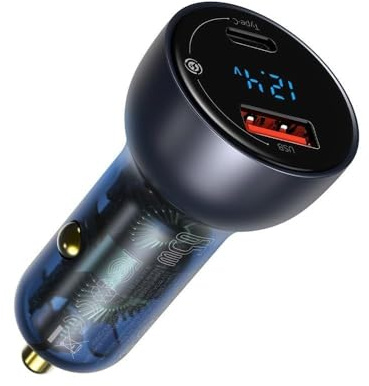 Baseus Car Charger Particular Digital Display C+U, PD 3.0 QC 4.0+, SCP, PPS, 5A, 65W Dark Gray (CCKX-C0G)