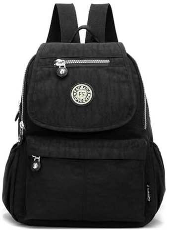 Rucksack Damen Cityrucksack Nylon Leichtes Wasserdicht Rucksäcke Daypacks Packback Damen Rucksackhandtaschen Für Lässig Travel Wandern Arbeit Camping Radfahren (Schwarz)