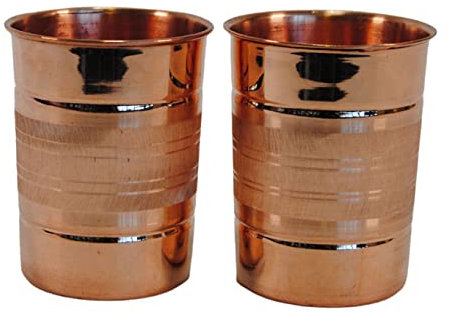 Terrapin Trading Lot de 2 gobelets à eau ayurvédiques en cuivre pur 100 % pur pour yoga, bar, cocktail, bienfaits pour la santé
