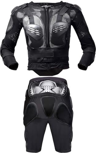 Motorrad-Rüstung, Brustschutz, Rückenschutz, Motocross, Motorradbekleidung, Schutzkleidung, Anti-Fall-Fahrer, Erwachsene Motorrad-Körperschutzweste + Shorts (Size : Medium)