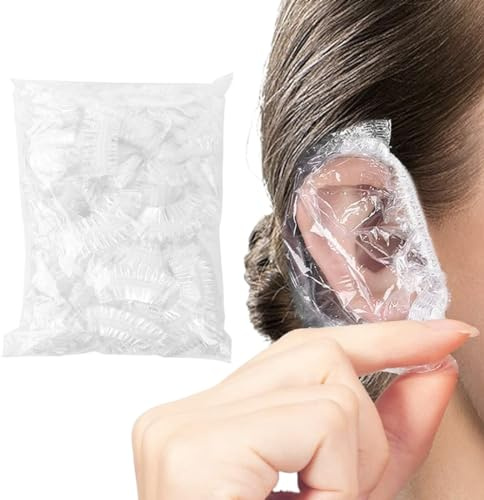 WJRQD 100 Pezzi Cuffie per Doccia Monouso Trasparenti con Paraorecchie Protettivi e Copertura Impermeabile per Capelli, Ideali per Bagno, Spa e Balneazione.