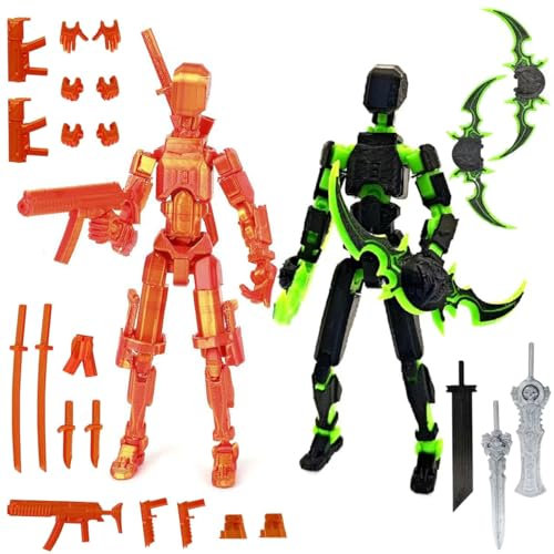 T13 Action Figure Man (ensamblaje completado), 3D Impreso con múltiples uniones Dummy 13, t-13 Figura de acción Robot, Decoraciones de Escritorio para Juguetes de Amantes de los Juegos (Verde)