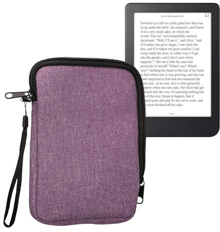 kwmobile Funda Universal para E-Book - Estuche de Tela con Cierre de Cremallera para Libro Electrónico de 7 Pulgadas - Bolsa Protectora para Ebook con Correa de Mano