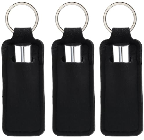craspire 3 Porte Baume à Lèvres Noir Rectangulaire en Néoprène avec Imprimé en Caoutchouc pour Rouge à Lèvres Pochette pour Voyage Sac de Rangement de Maquillage Protection