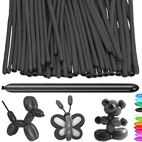 AUNGKWANG 100 Pezzi Palloncini Modellabili, Nero Magici Palloncini Lattice, Lungo Palloncinis, MagiciPalloncini per Feste, Compleanni, Matrimoni Decorazione, Anniversari Decorazione