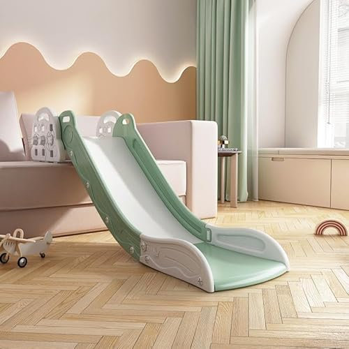Scivolo per Bambini, Scivolo per Divano, Scale, Letto e Tavolo, Scivolos Interno per Bambini Piccoli, Scivolos Divano per Bambini 1 2 3 Anni, Facile Montare e Riporre. (Verde+Bianco)