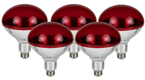 CLAR – Ampoule Chauffante 250W E27, Lampe Infrarouge Rouge pour Terrarium, Chiens, Thérapie de Chaleur, Lampe Chauffante Animaux (Pack 5)