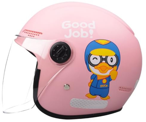 Casque De Cyclomoteur pour Enfants, Casque Jet De Moto avec Visière Homologué ECE 22.06, Demi-Casque De Protection pour Scooter Enfant (Garçons Et Filles De 3 À 12 Ans). G,48-58cm