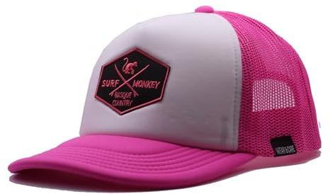 Surf Monkey Gorra Trucker Acolchada con Rejilla para Niño/Niña - 6-12 años/Wear&Care (FR/ES, Letras, Talla única, Rosa Fluor)