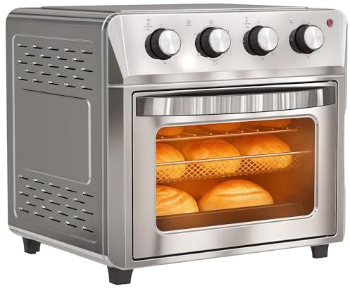 HOMCOM 24L Air Fryer Oven, Mini Oven, Oil Free Cooking, Adjustable Temperature and Timer, Touch Screen, Grill, Roast, Bake, 1600W, Dishwasher Safe, Silver Tone