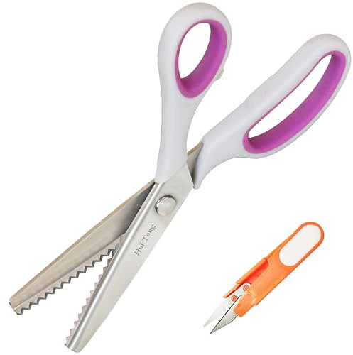 Hui Tong Zackenschere Stoffschere Zackenschere Stoff,Weicher und Rutschfester Griff Geeignet für Rechts- und Linkshänder 9inch