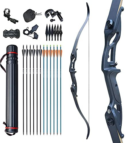 D&Q Pfeil und Bogen für Erwachsene Anfänger Recurvebogen Set Linke/Rechtshändige 30lb 40LB Bogenschießen Kit Outdor Jagd Ausbildung(30lb)