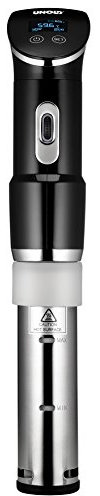 Unold 58915 Sous Vide Stick Time - 1.300 Watt, Schwarz, Edelstahl Garer für alle Töpfe ab 18 cm Höhe, Temperaturgenauigkeit 0,2°C, einstellbar von 0 – 95°C, für bis zu 20l Wasser