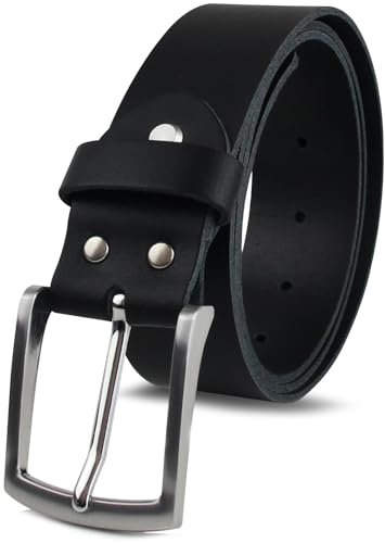FOMAX Herren Ledergürtel aus Büffelleder, Gürtel Handgemacht, MADE IN GERMANY, für Männer Jeans Anzug, 38mm breit, Länge kürzbar, Echtleder schwarz (Bundweite 90cm)