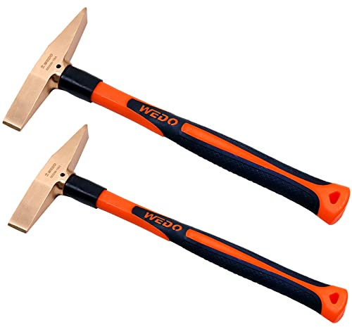 WEDO 2PCS Copper Scaling Hammer Set,150g+300g,Fiberglass Handle,Welding Chipping Hammer,Die-Forged,Corrosion Resistant