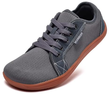 HOBIBEAR Unisex breda barfotaskor för män kvinnor utomhus trail löpning minimalistiska promenadskor lätta och ventilerande, Grå brun, 40 EU