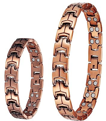 Magnetfeldtherapie-Arthritis-Kupfer-Schmuckset für Männer, 3500 Gauss-Magnettherapie lindert effektiv Arthritis und Handgelenkschmerzen und kombiniert Mode und Gesundheit (Armband und Fußkettchen) (B)