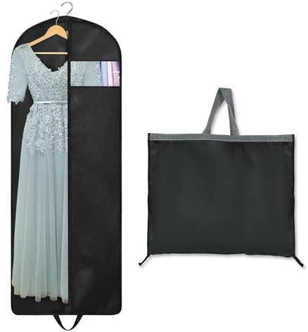 Dress Bags Covers Long, Clothes Covers, Lightweight Eco Friendly Long Dress Bags Covers with Zip Waterproof Breathable Garment Storage Bags for Storage and Travel(Black)