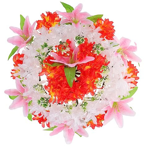 AOKWAWALIY Couronne de fleurs funéraires - Entretien funéraire - Pour le jour - Bouquet de fleurs funéraires - Arrangements de fleurs funéraires - Faux guirlande de fleurs de cimetière - Fleurs