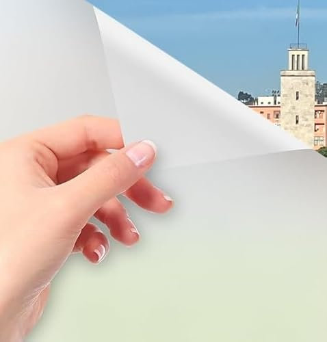 Pellicola per Vetri Finestre (44x200cm) MOLTE MISURE GRANDI Satinata Opaca Autoadesiva NO Colla Anti UV Pellicola smerigliata per vetri finestre privacy Facile Applicazione Box Doccia Statica