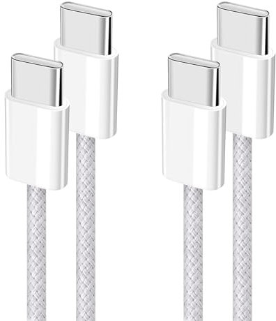 YISH USB C to USB C Charger Cable：Nylon Braided USB C to C Cable Fast Charge 2 Pack 3.28ft/1m 60W Type C Data Cable Compatible with iPhone 16 15 Pro Max Samsung Galaxy S24 S23 Pixel Sony iPad Macbook