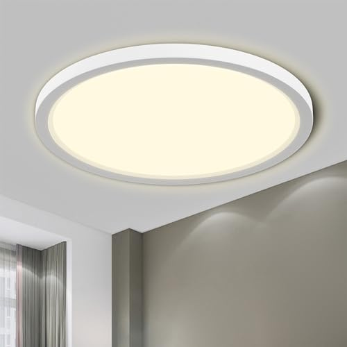 LQWELL® Plafoniera Lampada da soffitto a LED, Lampada da bagno impermeabile IP44 Rotonda Piatta 23W 4000K 2600LM Sottile per Soggiorno Bagno Camera da letto Cucina Seminterrato Ufficio, 300 * 25mm