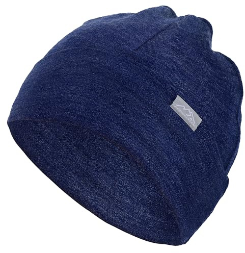 Merino Wool Beanie Kids - Unisex Cuff Wool Beanie Cap for Children - Breathable, Ideal for Sensitive Skin Winter Essential (Windsor Blue)