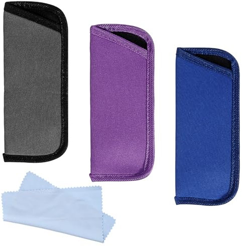 YQQYG 3 Stück Brillenetui Weich, Lesebrillenetui, Einschubbrillenetuis, Glasses Case, Weiches Brillenetui, Schützende Weiche Brillenhülle für Kratzfeste Brillen Aufbewahrungstasche