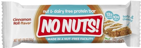 No Nuts! Cinnamon Roll Flavor Snack Bars - 100% Nut-Free Dairy Free Vegan Protein Bars, Organic, Kosher, Egg-Free, Non-GMO, 12g Protein, 10g Fiber, 12 Count