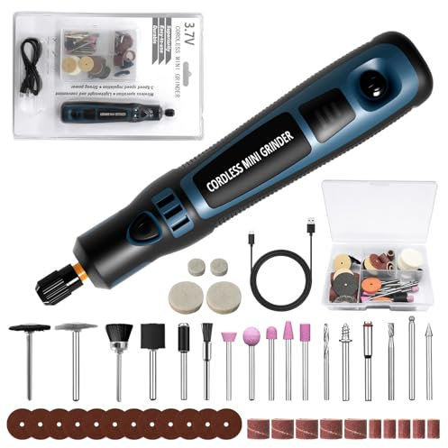Gbformat Multifunktionswerkzeug Akku Gravierstift Kabellos Gravur Werkzeug Kit, Mini-Rotationswerkzeug Tragbar Graveur Gravurstift mit 50 Bits für Bohren, Gravieren, Polieren, Schleifen, Entrosten