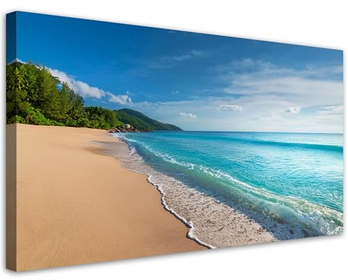 Feeby - Impression sur Toile - Tableaux Decoratifs Muraux - Plage tropicale Paysage marin - 120x60 1partie - Decoration Salon - Photo sur toile Cadeau - Tableau toile pour le mur