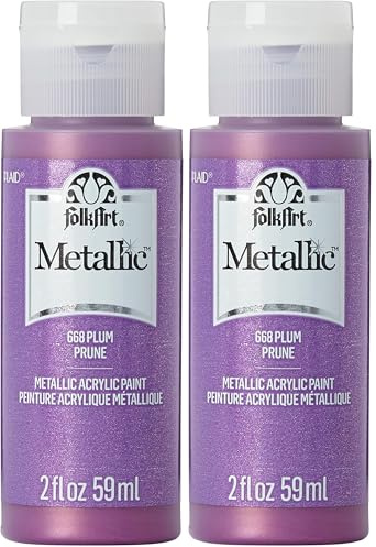 FolkArt Metallic Acrylic Paint in Assorted Colors (2 oz), 6102, 2 Ounce plum (Pack of 2)