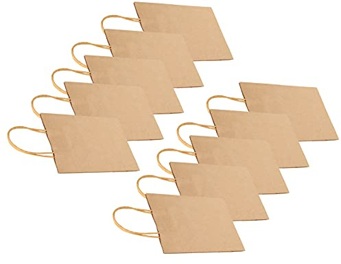 HETHLIF 50 St Kraftpappersväska, Liten Matt Yta med Handtag, Sicksackdesign, Miljövänliga Butikspåsar för Bröllop, Väska, Handväska