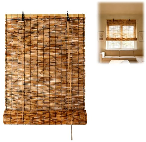 Tende Avvolgibili Senza Fili, Tende Avvolgibili in Bambù Filtranti La Luce, Tende a Rullo in Bambù Facili da Pulire, Tende Romane Facili da Installare per La Privacy per Casa, Ufficio(W135cm x H210cm)