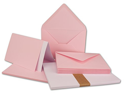Juego de 10 tarjetas plegables DIN A6/C6 con sobres en rosa - incluye inserto - 14,8 x 10,5 cm - FarbenFroh