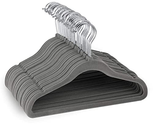ilauke Kinderkleiderbügel Samt, 32 Stück Kinder Baby rutschfeste kleiderbügel Samt Kinderzimmer Kleiderbügel für Kleidung von Säugling bis Kleinkind - Zubehör für Jungen oder Mädchen (Grau)