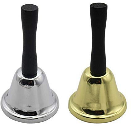 Belons Handglocke Tischglocke Tischklingel Handklingel Anrufglocke Rezeptionsglocke Schulglocke Weihnachtsglocke, 2 Stücke(Silbern, Golden)