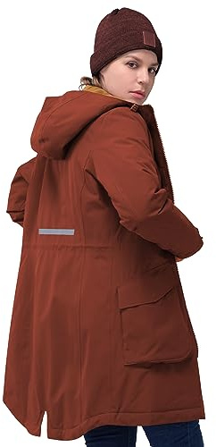 33 000 fot dam vinterrock lång varm vinterjacka parkas regnjacka tjock funktionell jacka med huva övergångsjacka utomhusjacka, Körsbär, 42